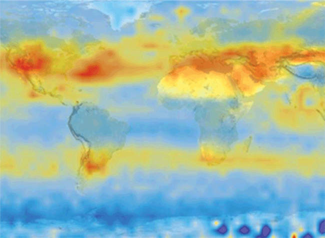 Figure 39 – Global CO2 concentration in the atmosphere measured in 2003 by NASA. Source: NASA.